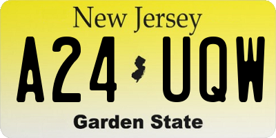 NJ license plate A24UQW