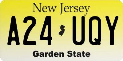 NJ license plate A24UQY