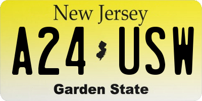 NJ license plate A24USW
