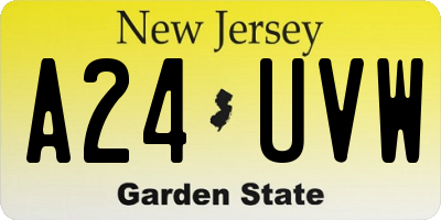 NJ license plate A24UVW