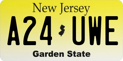 NJ license plate A24UWE