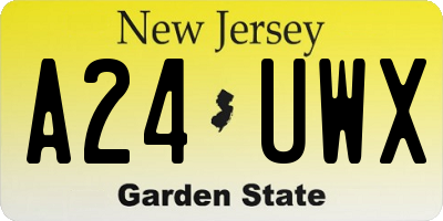 NJ license plate A24UWX