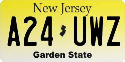 NJ license plate A24UWZ