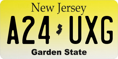 NJ license plate A24UXG
