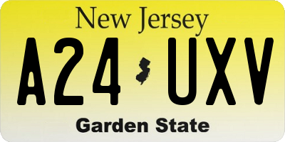 NJ license plate A24UXV