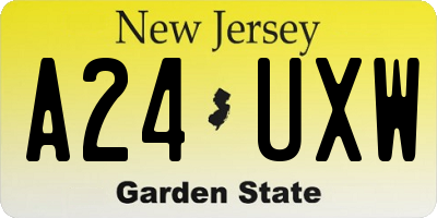 NJ license plate A24UXW