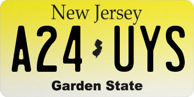 NJ license plate A24UYS