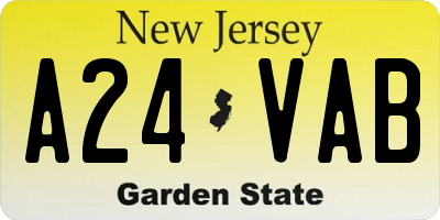 NJ license plate A24VAB