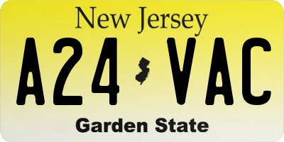 NJ license plate A24VAC