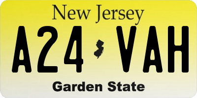 NJ license plate A24VAH