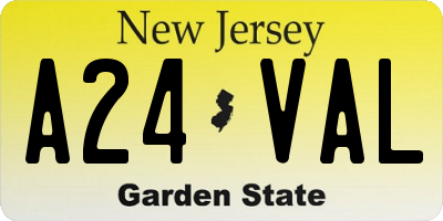 NJ license plate A24VAL