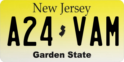 NJ license plate A24VAM