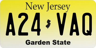 NJ license plate A24VAQ