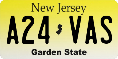NJ license plate A24VAS