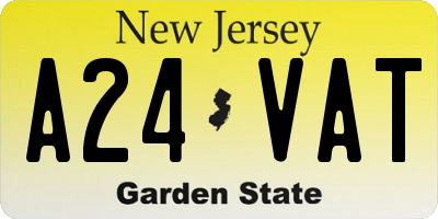 NJ license plate A24VAT