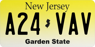 NJ license plate A24VAV