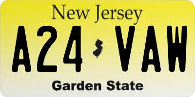 NJ license plate A24VAW