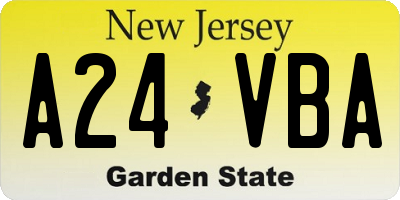 NJ license plate A24VBA