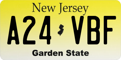NJ license plate A24VBF