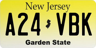 NJ license plate A24VBK