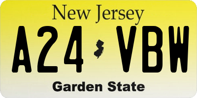 NJ license plate A24VBW