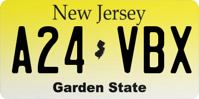 NJ license plate A24VBX