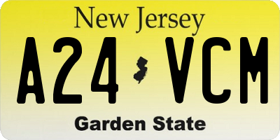 NJ license plate A24VCM