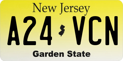 NJ license plate A24VCN
