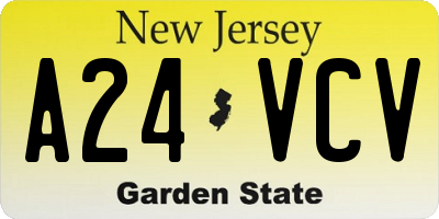 NJ license plate A24VCV