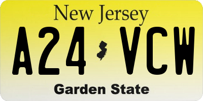 NJ license plate A24VCW