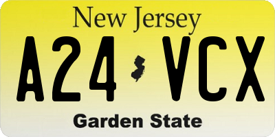NJ license plate A24VCX