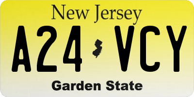 NJ license plate A24VCY