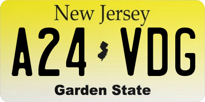 NJ license plate A24VDG