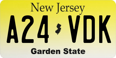 NJ license plate A24VDK