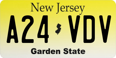NJ license plate A24VDV