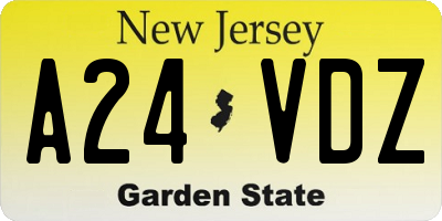 NJ license plate A24VDZ