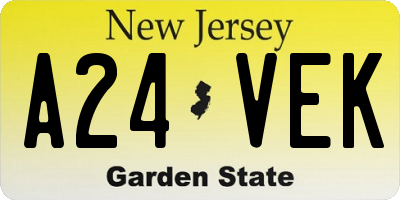 NJ license plate A24VEK