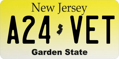 NJ license plate A24VET