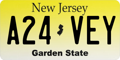 NJ license plate A24VEY