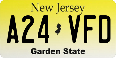 NJ license plate A24VFD