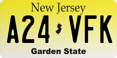 NJ license plate A24VFK