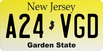 NJ license plate A24VGD