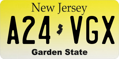 NJ license plate A24VGX