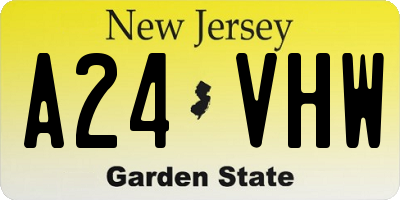 NJ license plate A24VHW