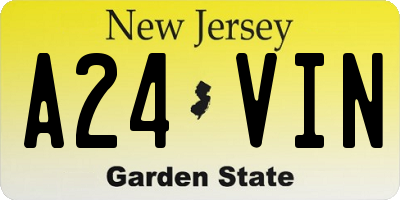 NJ license plate A24VIN