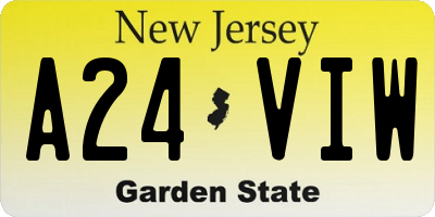 NJ license plate A24VIW