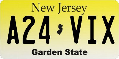 NJ license plate A24VIX