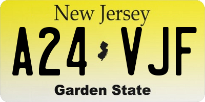 NJ license plate A24VJF
