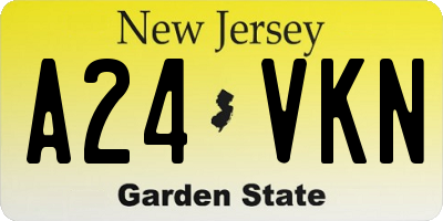 NJ license plate A24VKN