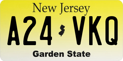 NJ license plate A24VKQ
